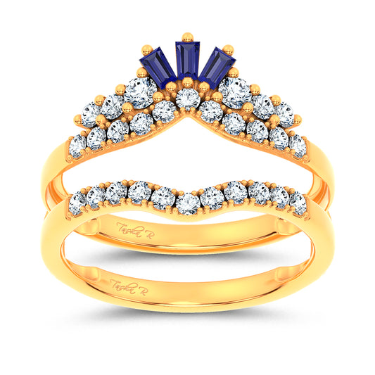 14K 0.12CT Natural SAPPHIRE RING GUARD with 0.59CT 71652