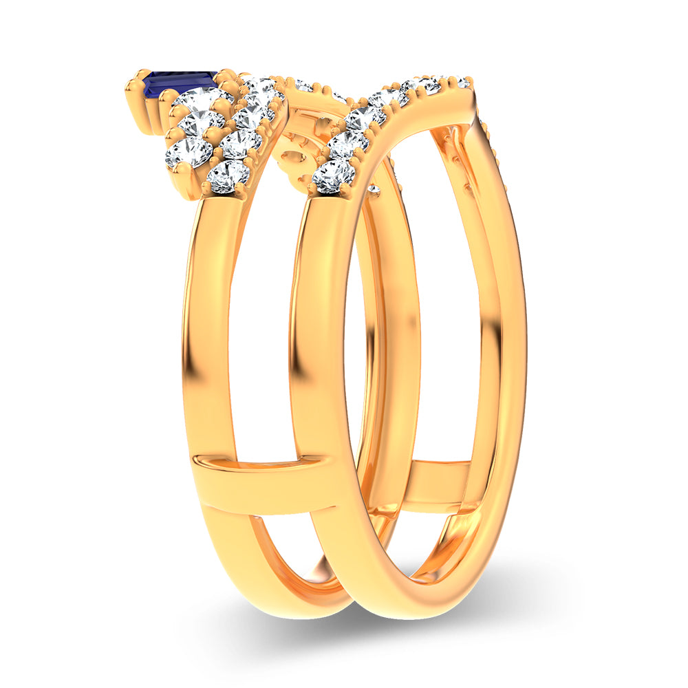 14K 0.12CT Natural SAPPHIRE RING GUARD with 0.59CT 71652