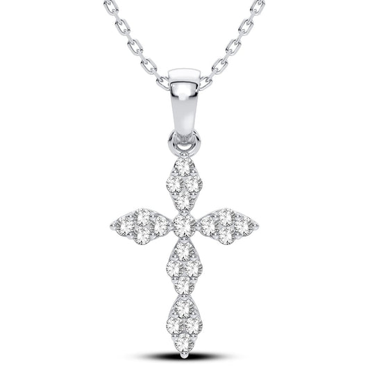 14K 0.25 CT Lab Grown Diamond Cross Pendant 72148