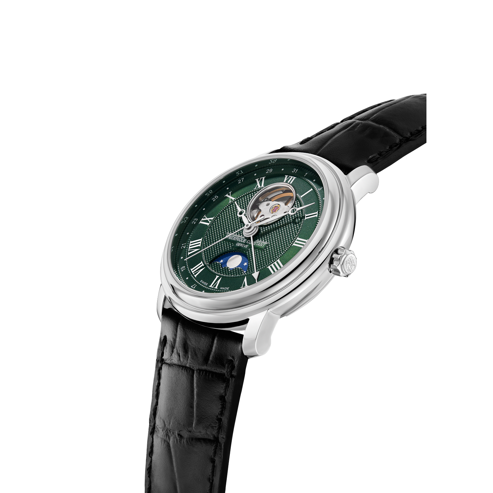 Heart Beat Moonphase Date FC-335MCGRW4P26-BL