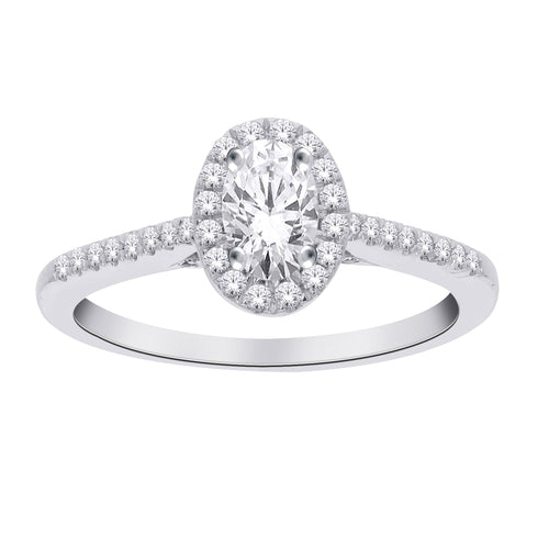 14K WHITE GOLD OVAL ENGAGEMENT RING.