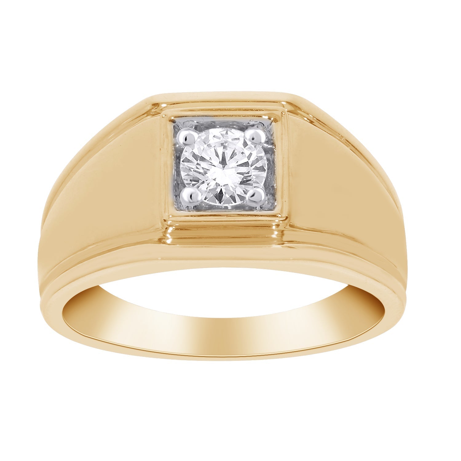 14K YELLOW GOLD 0.50 CT LAB GROWN DIAMOND MENS RING.