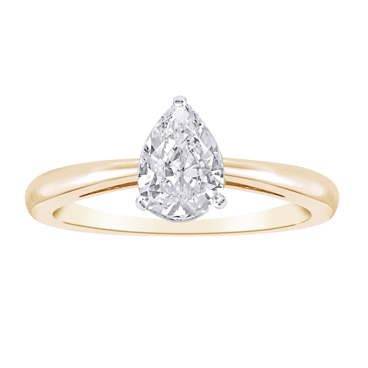 14K 1.00 CT LAB GROWN DIAMOND PEAR SOLITAIRE ENGAGEMENT RING.