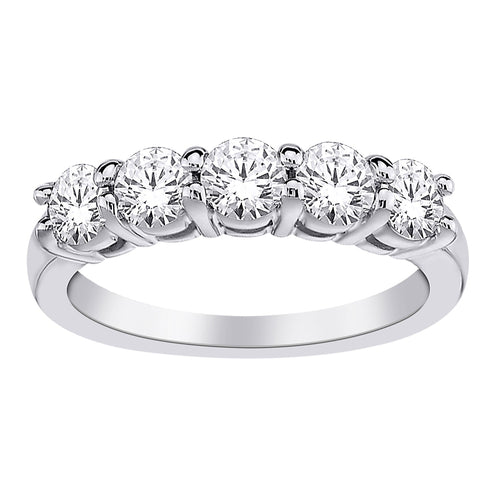 14K WHITE GOLD 2.00 CT LAB GROWN DIAMOND 5 STONET PRONG SET RING.