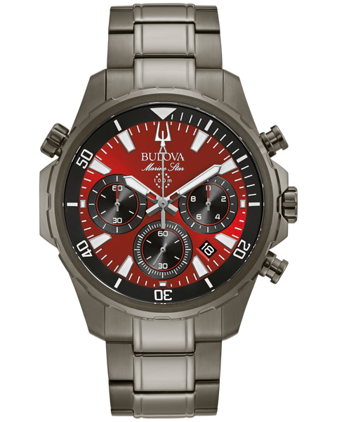 Bulova 98B350 Marine Star Six-Hand Chronograph Red Dial