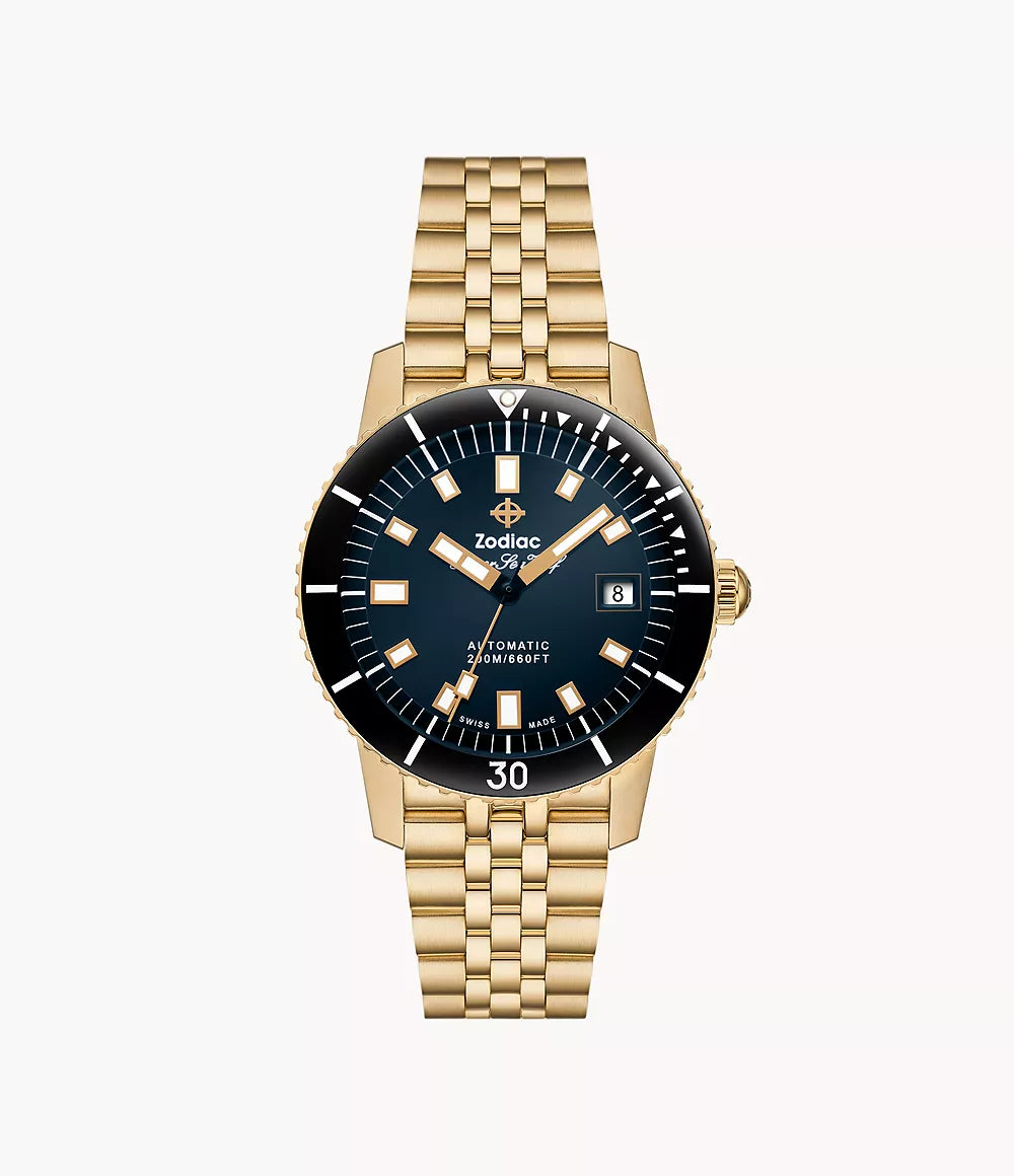 Zodiac Compression Diver 18K Gold-Plated Watch ZO9308