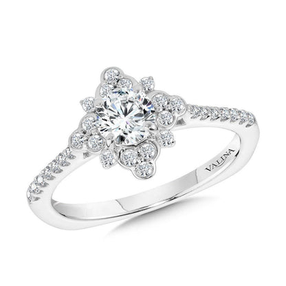 Valina Bezel-Set Sun Burst Diamond Halo Engagement Ring R2209W