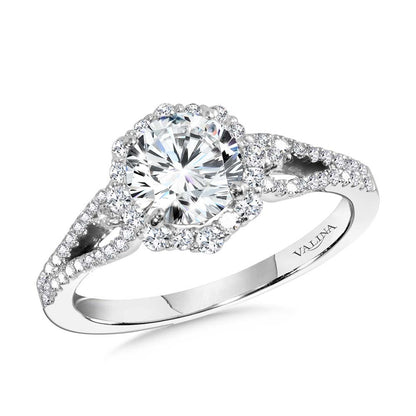 Valina Blooming Halo & Split Shank Diamond Engagement Ring R2260W-SR