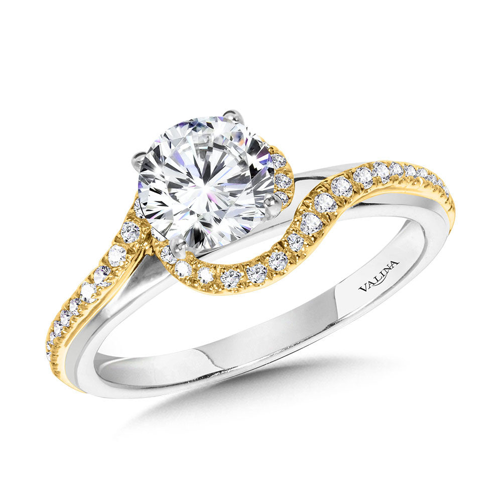 Valina Bypass Spiral Two-Tone Engagement Ring R1154WY-SR