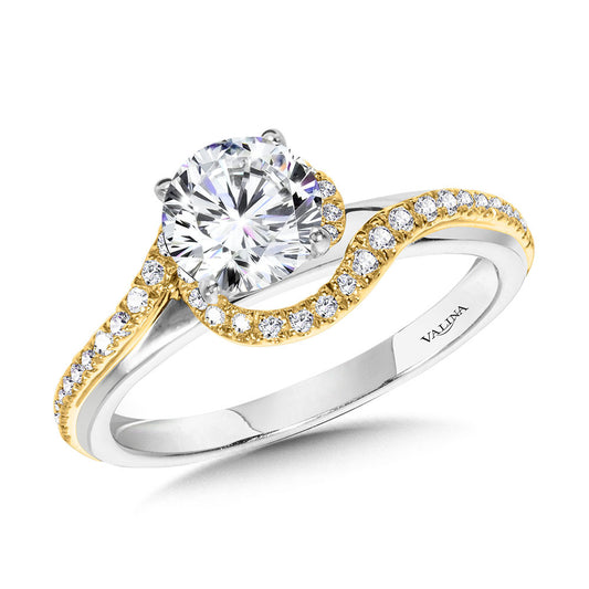 Valina Bypass Spiral Two-Tone Engagement Ring R1154WY-SR