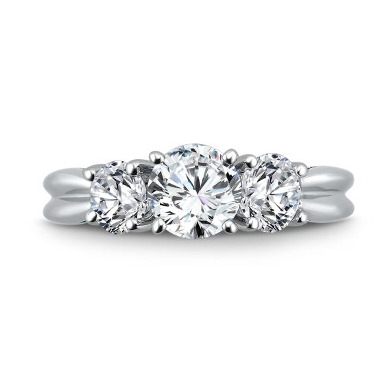 Round Three Stone Diamond Engagement Ring CR217W