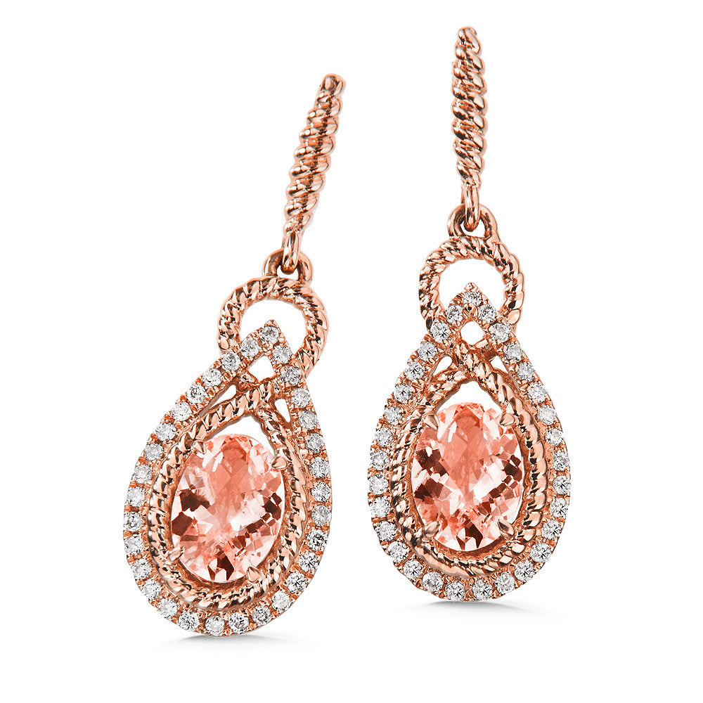 MORGANITE & DIAMOND EARRINGS IN 14K ROSE GOLD CGE052P-DMRG