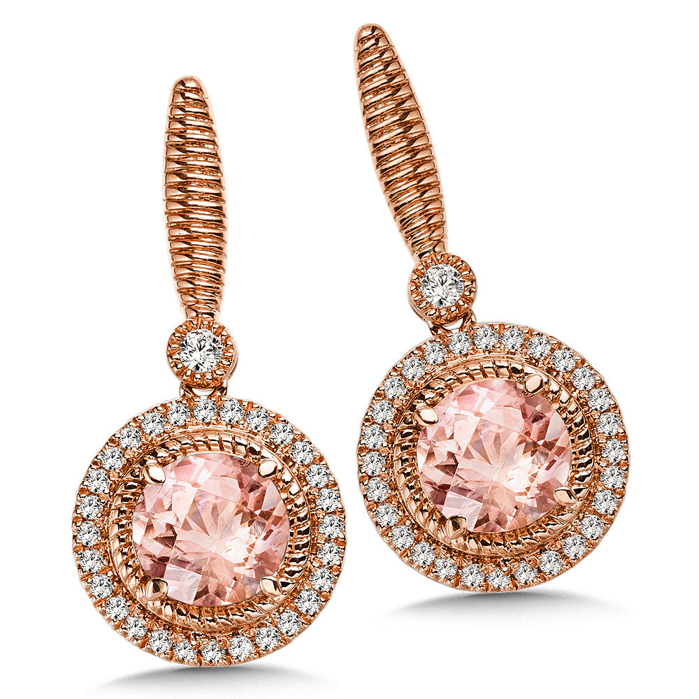 MORGANITE AND DIAMOND EARRINGS IN 14K ROSE GOLD CGE092P-DMRG