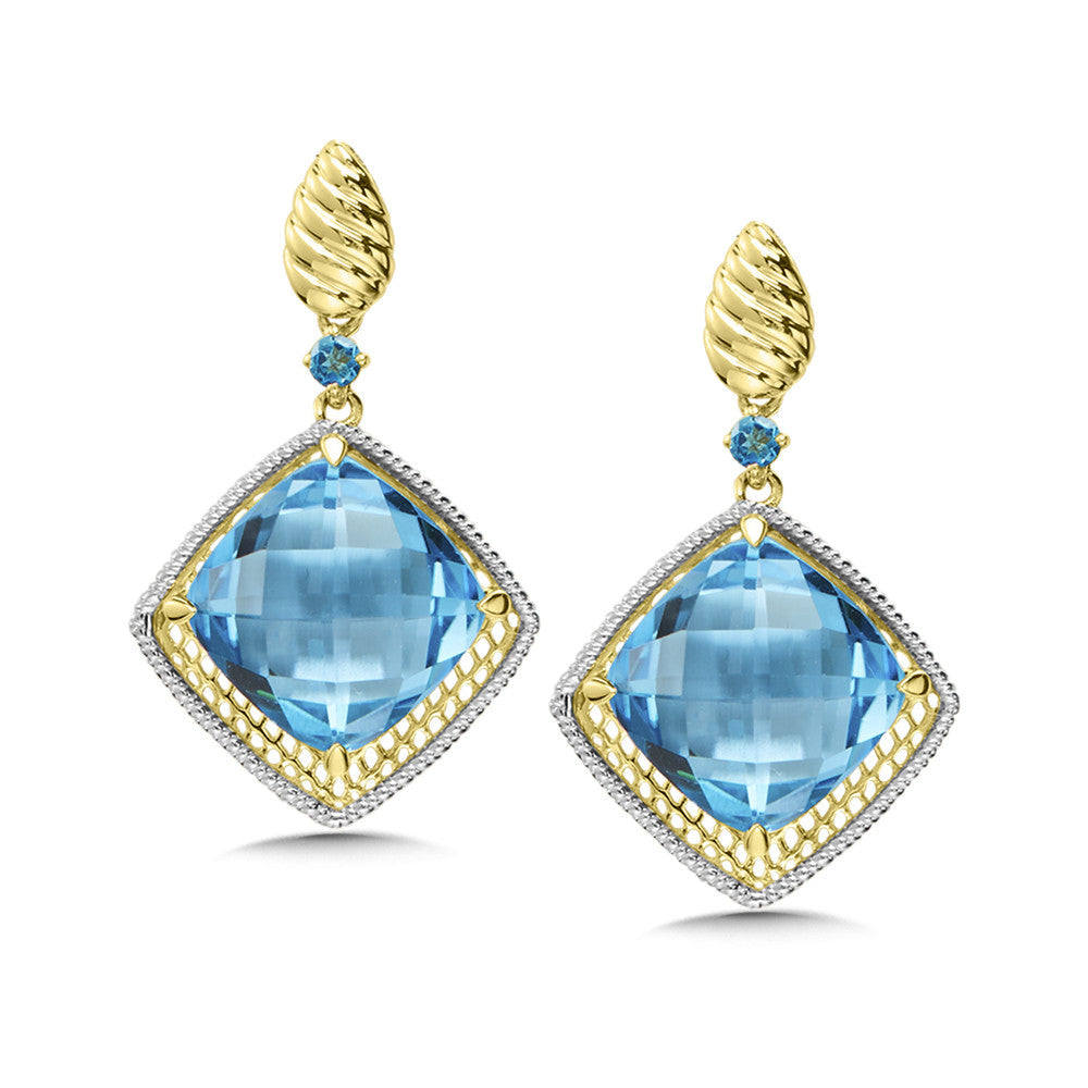 BLUE TOPAZ EARRINGS IN 14K WHITE/YELLOW GOLD CGE145WY-BT