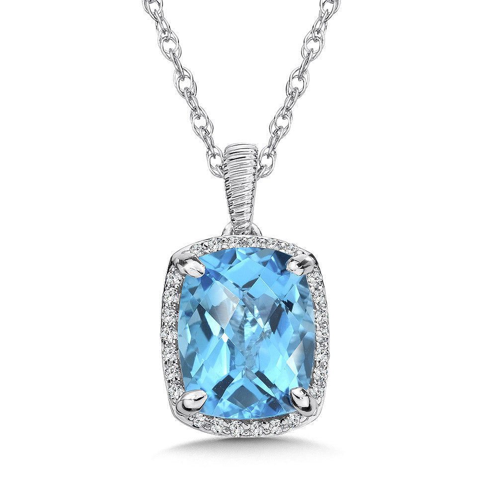 BLUE TOPAZ AND DIAMOND PENDANT IN 14K WHITE GOLD CGP001W-DBT