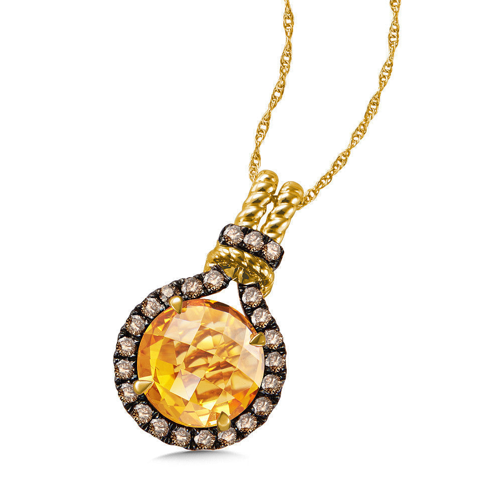 CITRINE & COGNAC DIAMOND PENDANT IN 14K YELLOW GOLD CGP020Y-DCCT