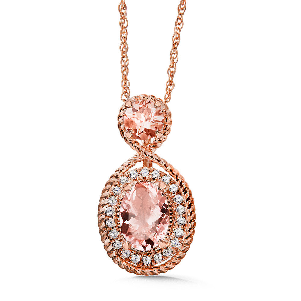 MORGANITE & DIAMOND PENDANT IN 14K ROSE GOLD CGP049P-DMRG