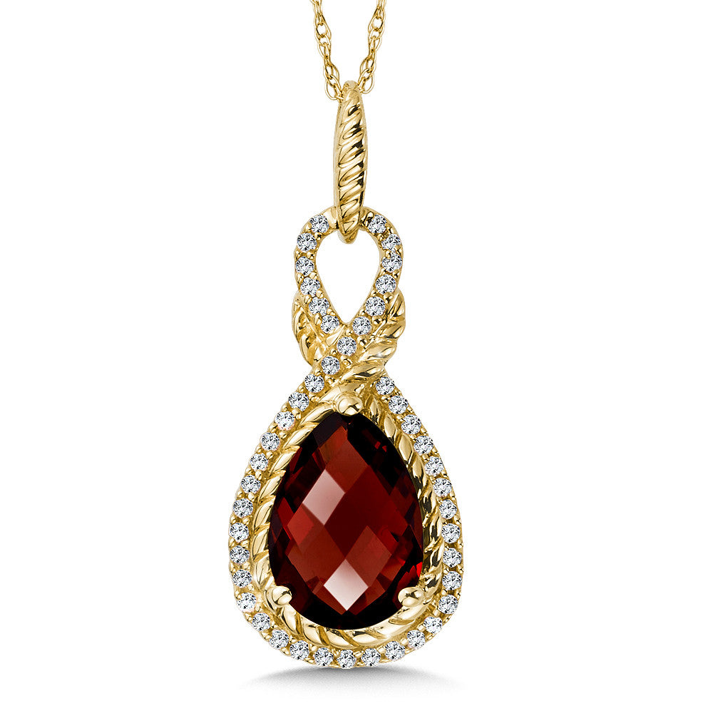 GARNET AND DIAMOND PENDANT IN 14K YELLOW GOLD CGP069Y-DGT