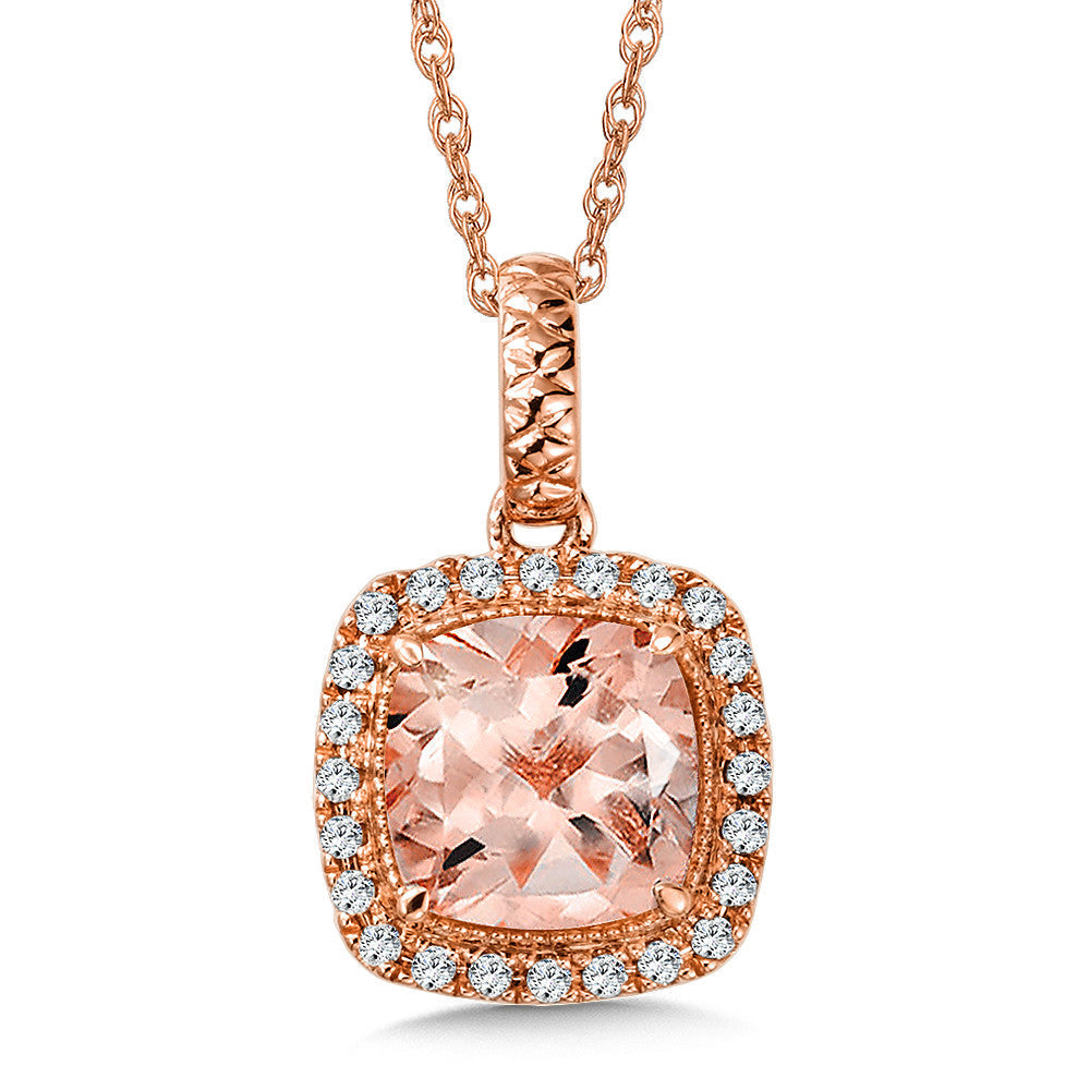 MORGANITE AND DIAMOND PENDANT IN 14K ROSE GOLD CGP096P-DMRG