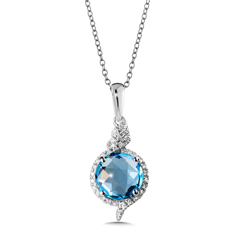 BLUE TOPAZ AND DIAMOND PENDANT IN 14K WHITE GOLD CGP127W-DBT