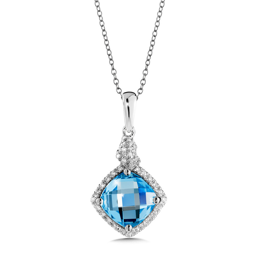 BLUE TOPAZ AND DIAMOND PENDANT IN 14K WHITE GOLD CGP133W-DBT