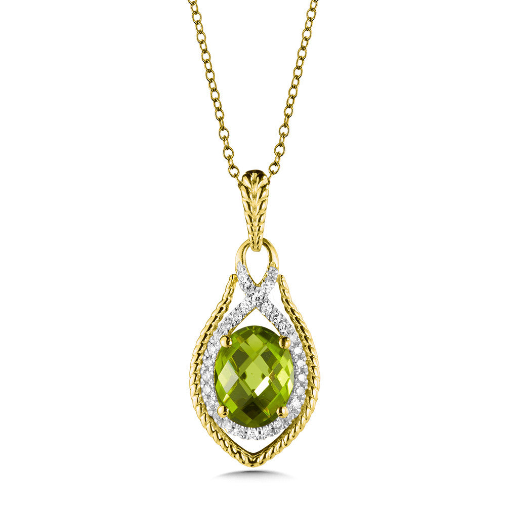 PERIDOT AND DIAMOND PENDANT IN 14K YELLOW GOLD CGP134Y-DPE