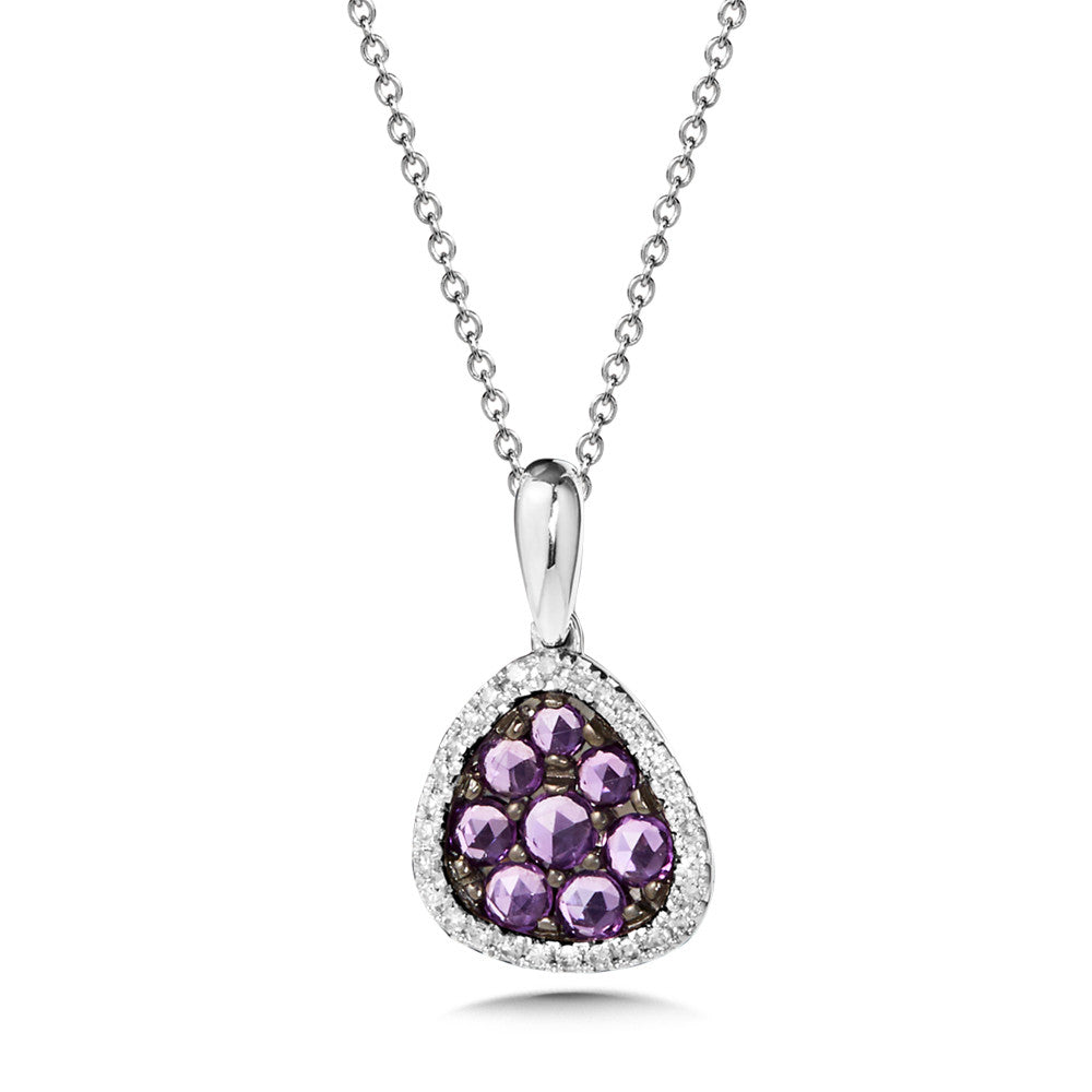 ROSE CUT AMETHYST CLUSTER AND DIAMOND PENDANT CGP160W-DAM