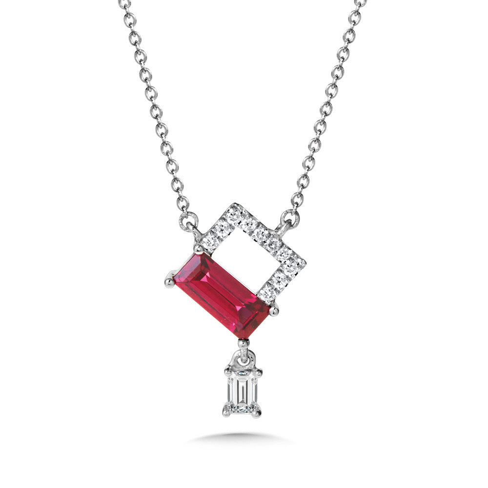 RHODOLITE GARNET AND DIAMOND NECKLACE CGP173W-DRHD