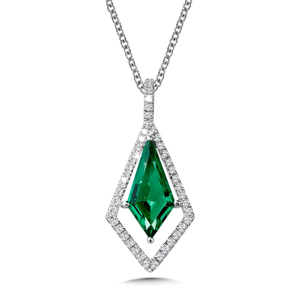 DIAMOND & GREEN QUARTZ KITE PENDANT CGP219W-DGQ