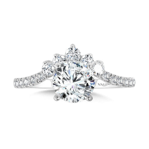 Chevron-Shaped Hidden Halo Diamond Engagement Ring R2276W-SR