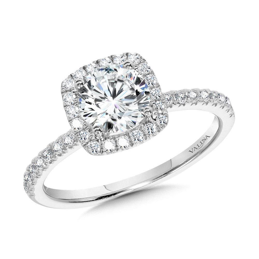 Valina Classic Straight Cushion-Shaped Halo Engagement Ring R1151W-SR
