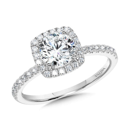 Valina Classic Straight Cushion-Shaped Halo Engagement Ring R1151W-SR