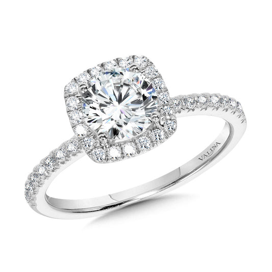 Valina Classic Straight Cushion-Shaped Halo Engagement Ring R1151W-SR