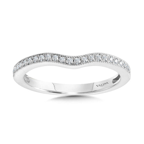 Curved Milgrain-Beaded Diamond Wedding Band R2296BW-SR