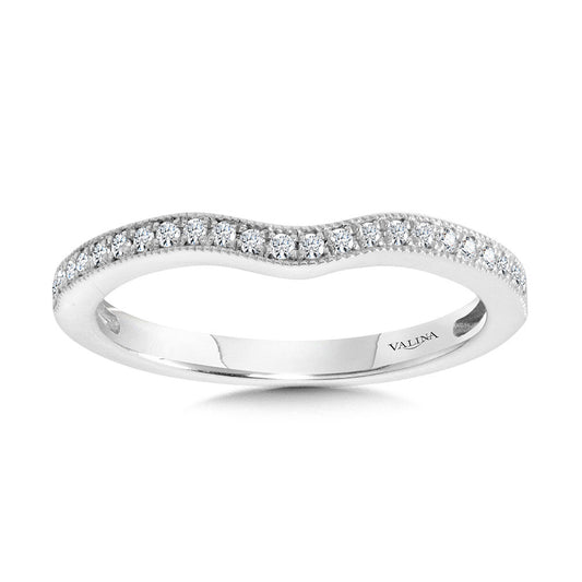 Valina Curved Milgrain-Beaded Diamond Wedding Band R2296BW-SR
