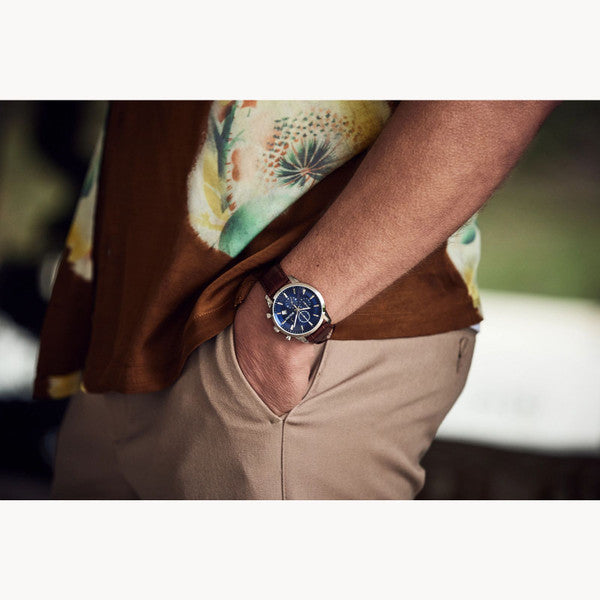 Bulova 96B402 Sutton Chronograph Blue Dial Leather