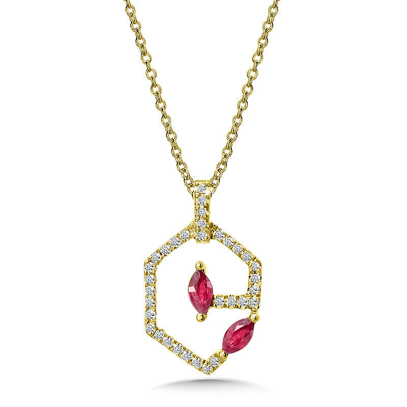 DIAMOND AND MARQUISE RUBY PENDANT PCR1009-Y