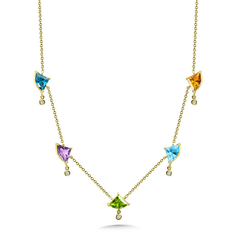 DIAMOND AND MIXED TRILLION GEMSTONE NECKLACE CGP759Y-DMIX