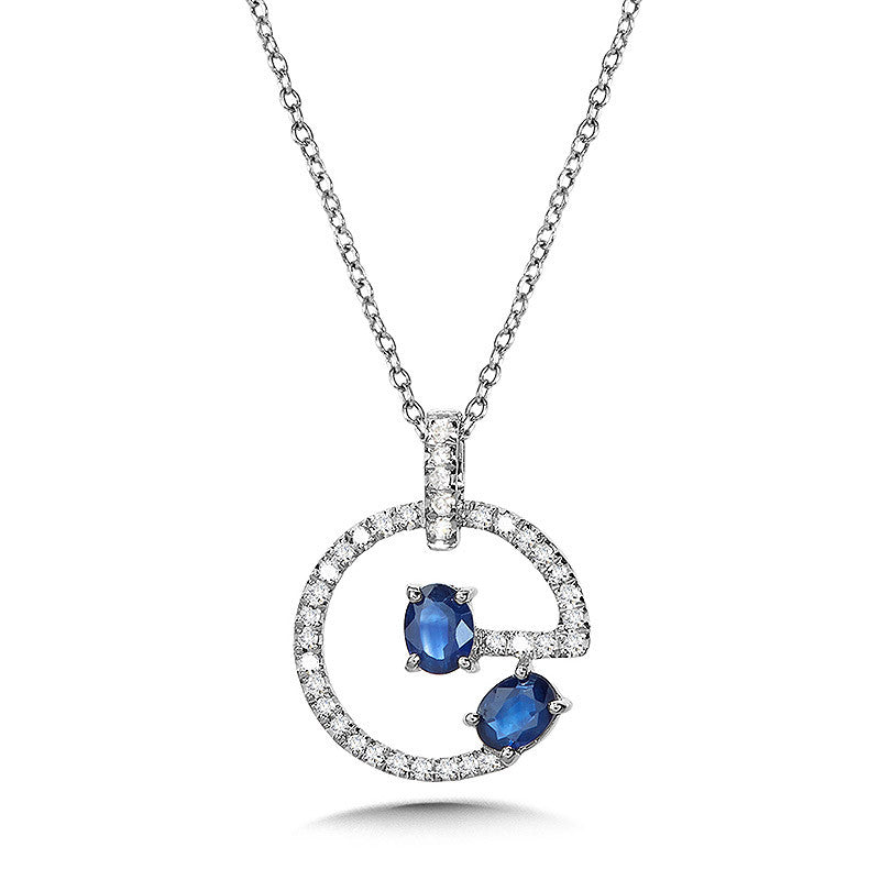 DIAMOND AND OVAL SAPPHIRE PENDANT PCS1010-W