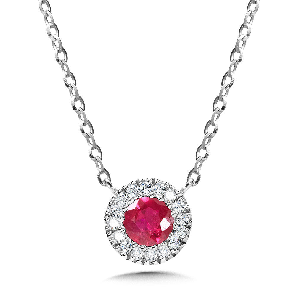 DIAMOND & RUBY HALO PENDANT PCR2559-W