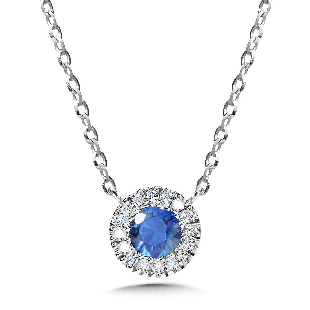 DIAMOND & SAPPHIRE HALO PENDANT PCS2559-W