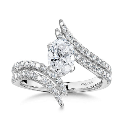 Valina Dramatic Oval-Cut, Split Shank, Bypass, & Hidden Halo Diamond Engagement Ring R2281W-SR
