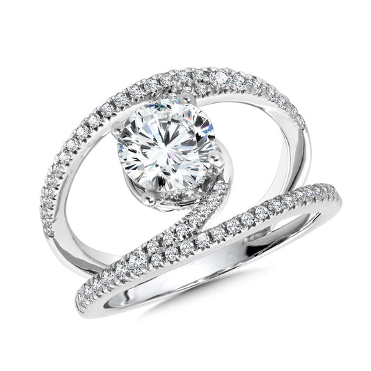 Valina Dramatic Split Shank & Hidden Halo Diamond Engagement Ring R2274W-SR