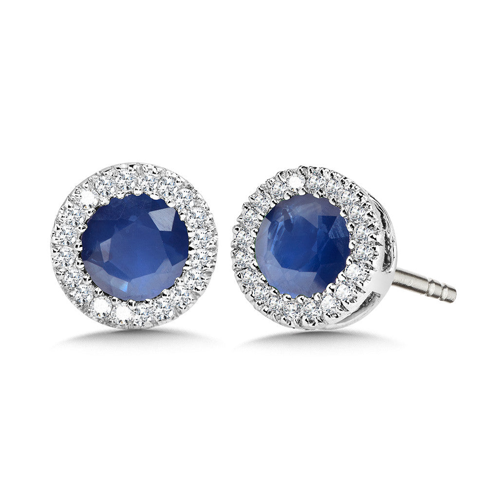 SAPPHIRE & DIAMOND HALO STUD EARRINGS ECS2560-W