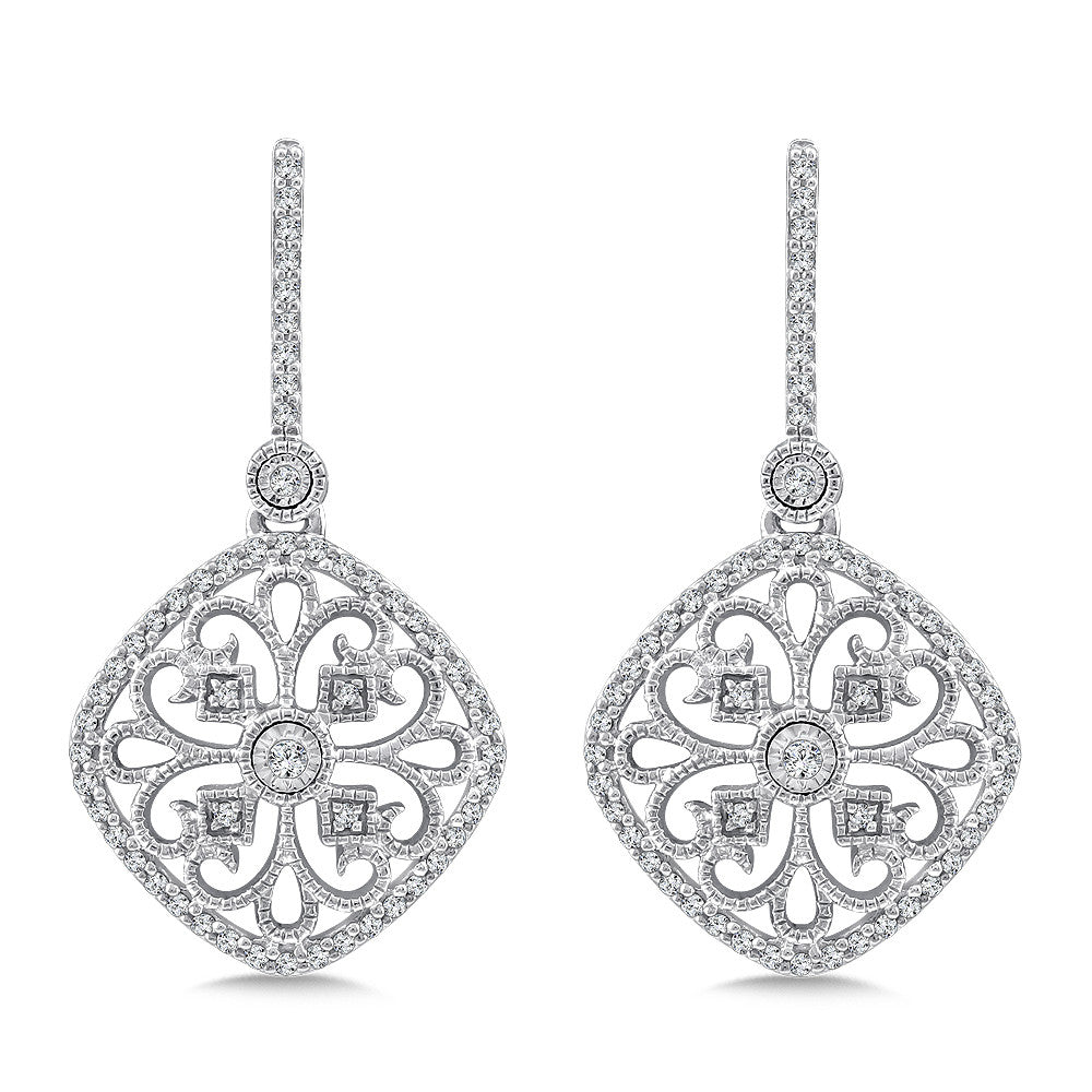 Diamond Earrings Set in 14K White Gold.