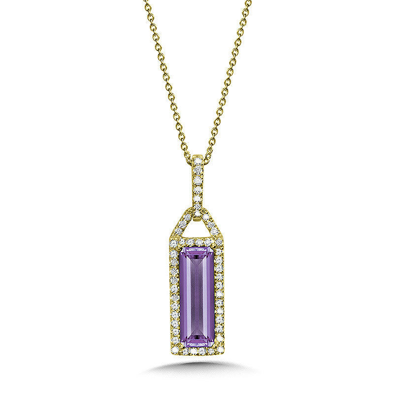 EMERALD-CUT AMETHYST AND DIAMOND PENDANT CGP163Y-DAM