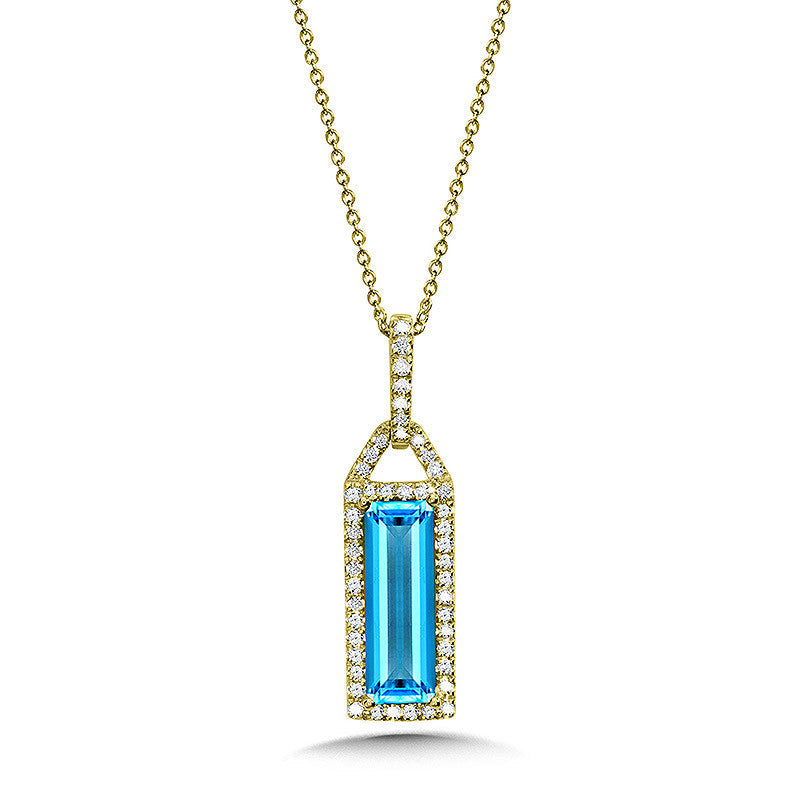 EMERALD-CUT BLUE TOPAZ AND DIAMOND PENDANT CGP163Y-DBT