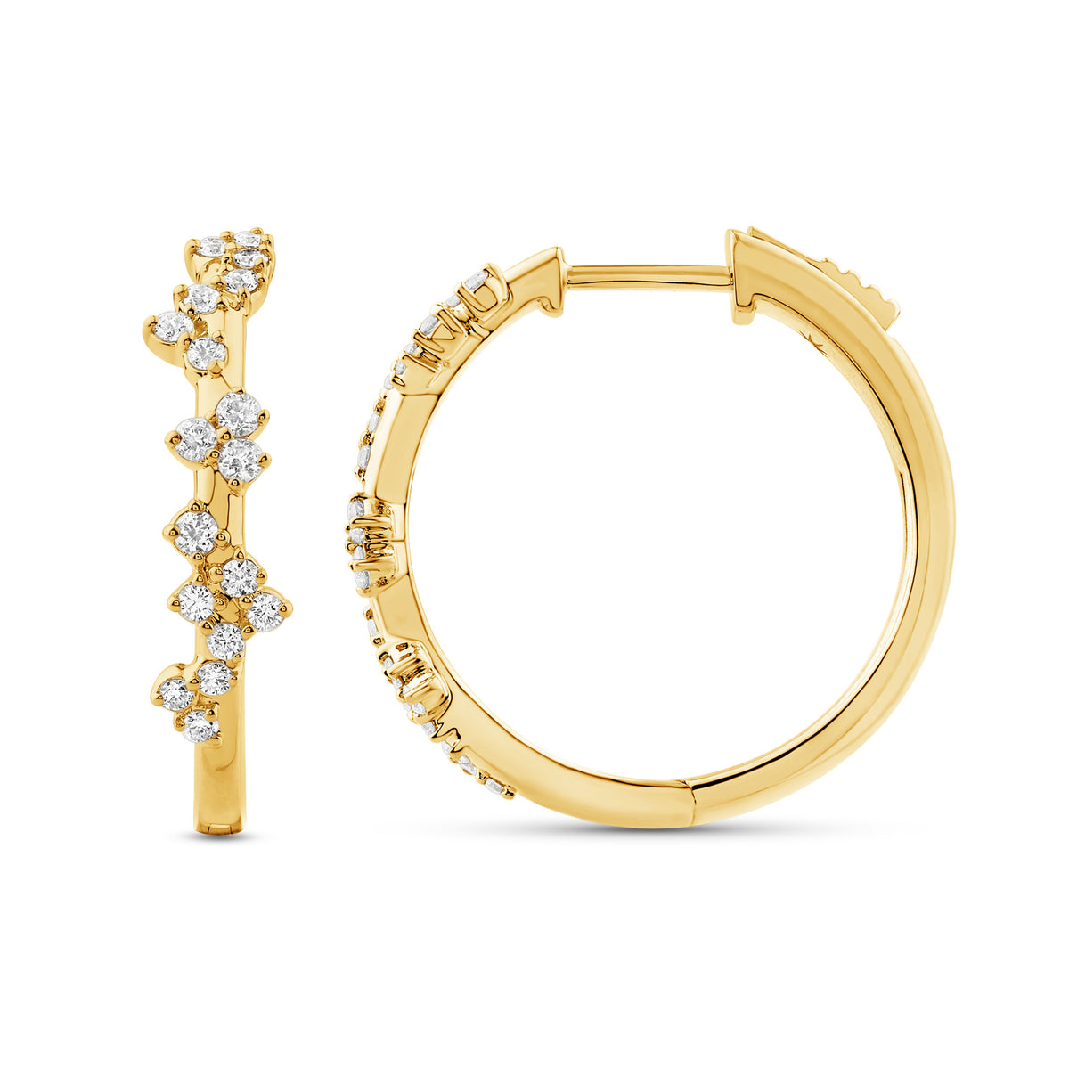 14K Gold & Diamond Druzy Hoop Earrings FE1007Y