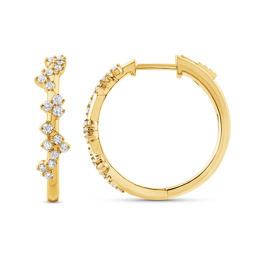 14K Gold & Diamond Druzy Hoop Earrings FE1007Y