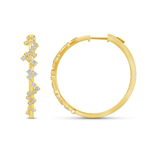14K Gold & Diamond Druzy Hoop Earrings FE1008Y